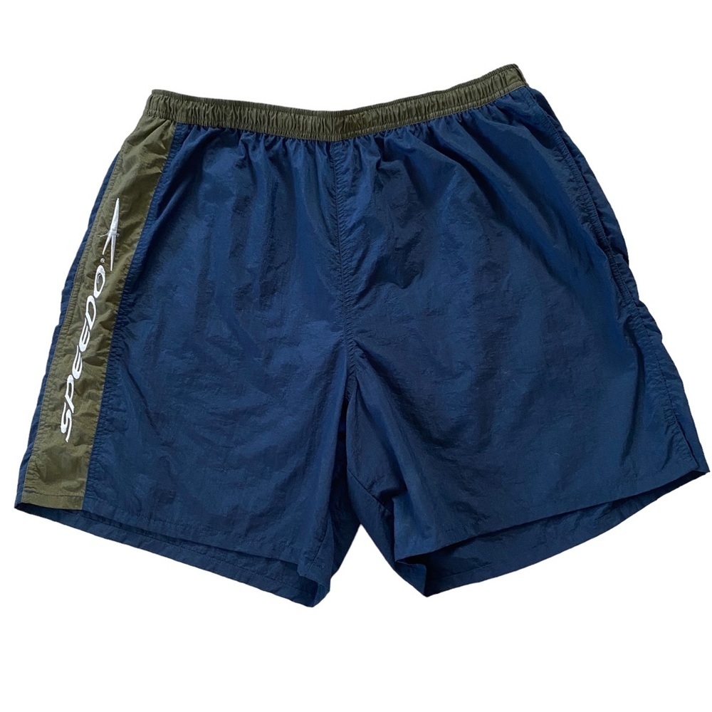 Speedo swim trunks men’s XL blue and green mesh lined elastic waistband shorts